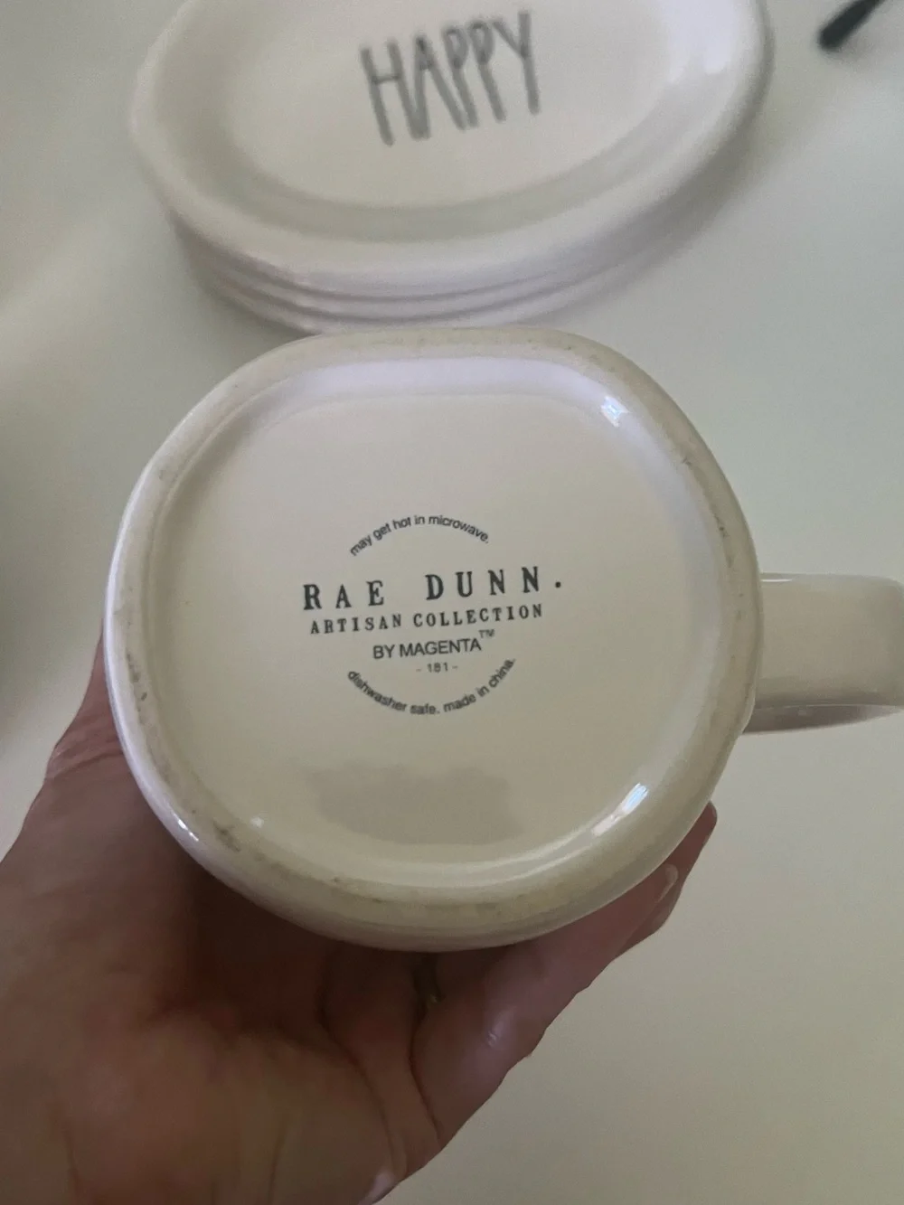 Rae Dunn Oval Ceramic Plates in Cream and Black Lettering